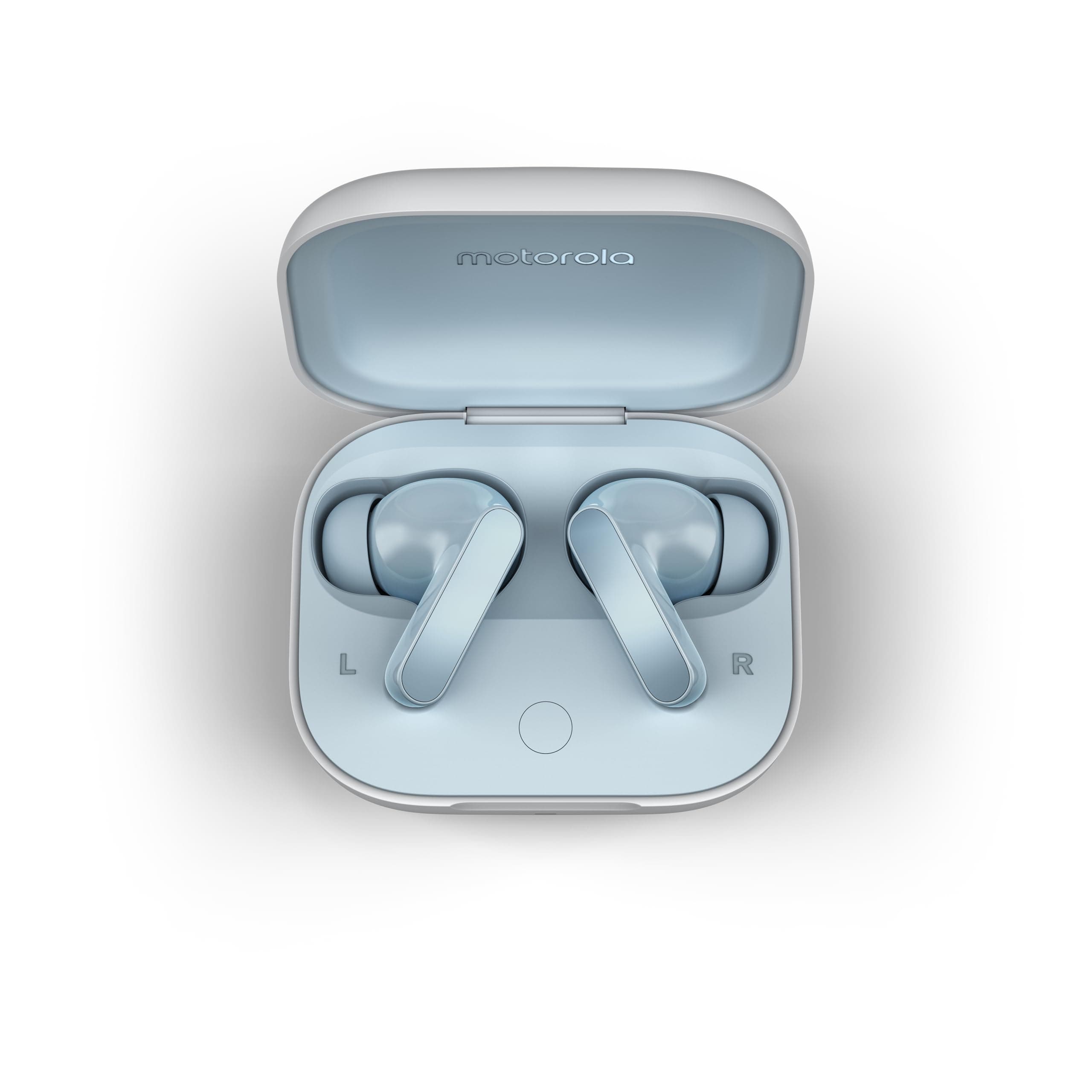 Слушалки Motorola Moto Buds, безжични, Bluetooth, ENC микрофон, активно шумопотискане, 12.4mm мембрани, до 9 часа време на работа, сини