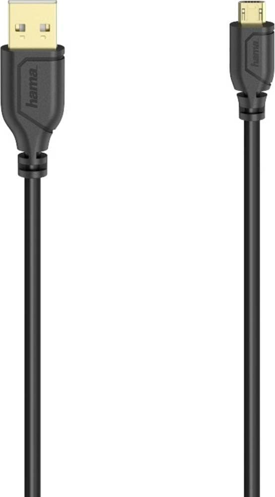 Кабел Hama Flexi-Slim (HAMA-200610), от USB A(м) към USB micro B(м), 0.75m, черен