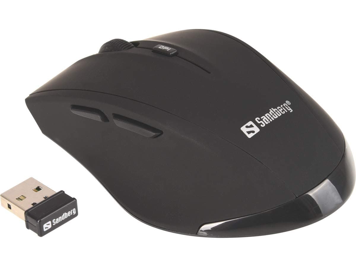 Мишка Sandberg SNB-630-06, оптична (1600dpi), USB, черна, бърз бутон за превключване на резолюцията по време на работа