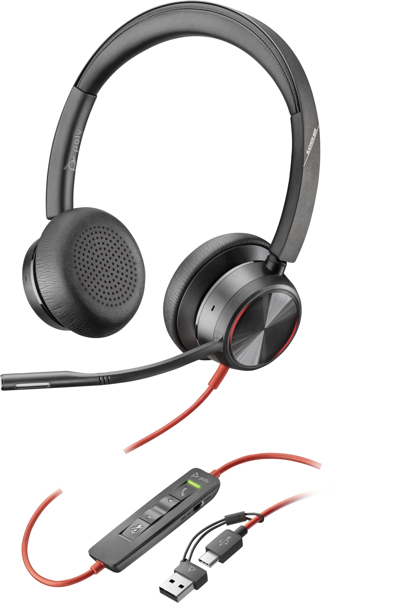 HP Poly Blackwire 8225 стерео USB-C слушалка + USB-C/A адаптер SmartBuy