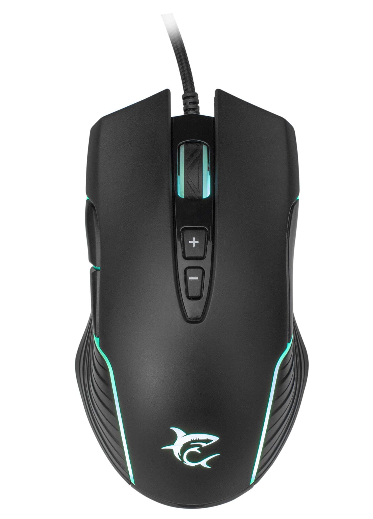 Мишка Sbox White Shark Azarah GM-5003, оптична (6400 dpi), USB, черна, RGB подсветка, 7 бутона