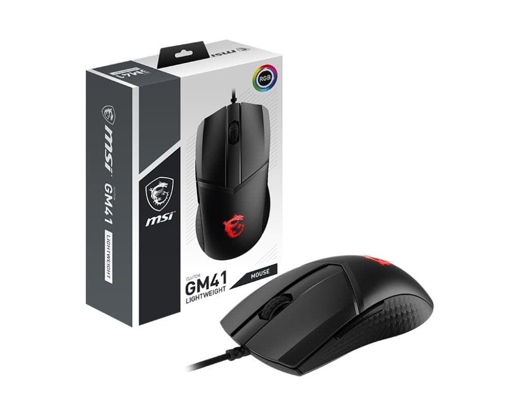Мишка MSI Clutch GM41 Lightweight, оптична(6400dpi), USB, гейминг, черна, 6 бутона, PixArt PMW-3389 оптичен сензор