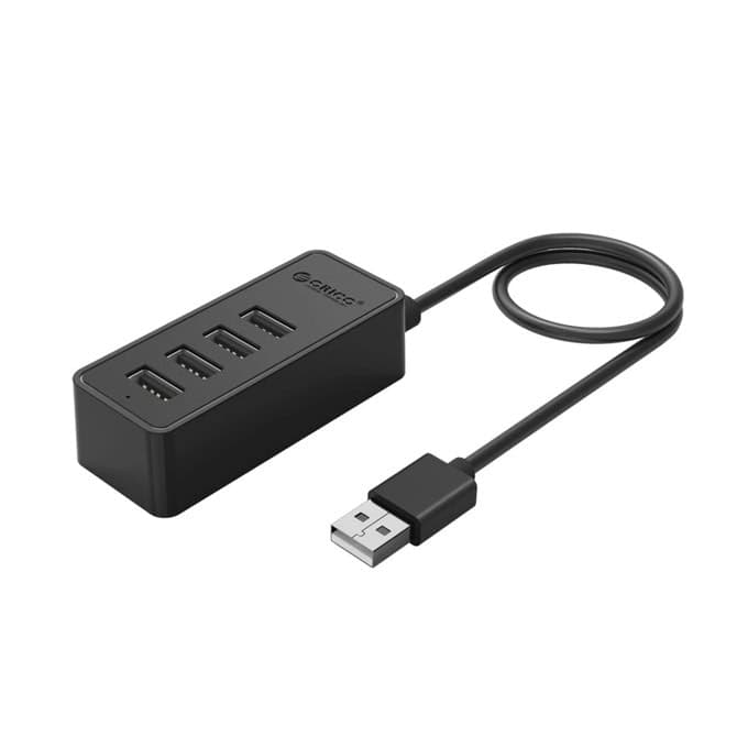 4-ри портов USB-A хъб с 4 х USB-A 2.0 порта и microUSB вход (черен) - Orico USB-A 2.0 Hub 4 Port (W5P-U2-100-BK-EP-HW)