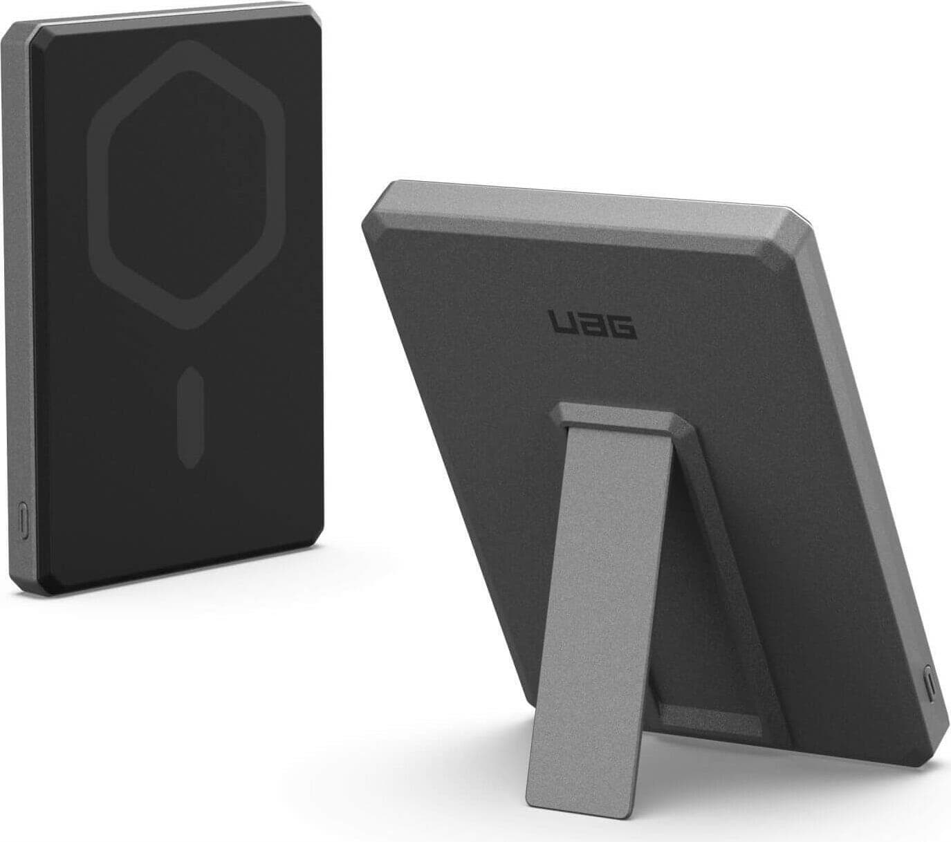 Преносима външна батерия с USB-C порт и безжично зареждане с MagSafe - Urban Armor Gear Ultra Slim Magnetic Wireless Power Bank 5000 mAh (черен)