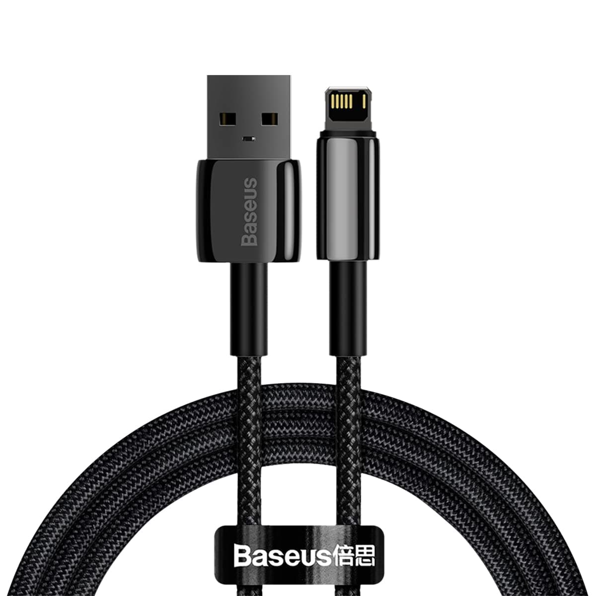 Кабел Baseus Tungsten Gold Lightning to USB Cable (CALWJ-01), от USB-A(м) към Lightning(м), 1m, черен