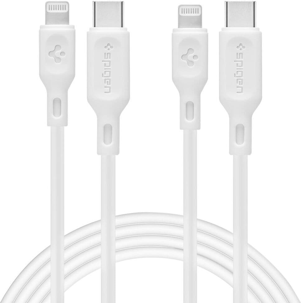 Комплект 2 броя USB-C към Lightning (MFI) кабели за Apple устройства с Lightning порт (100 см) (бял) - Spigen Essential Fast Charging USB-C to Lightning Cable PD Pack