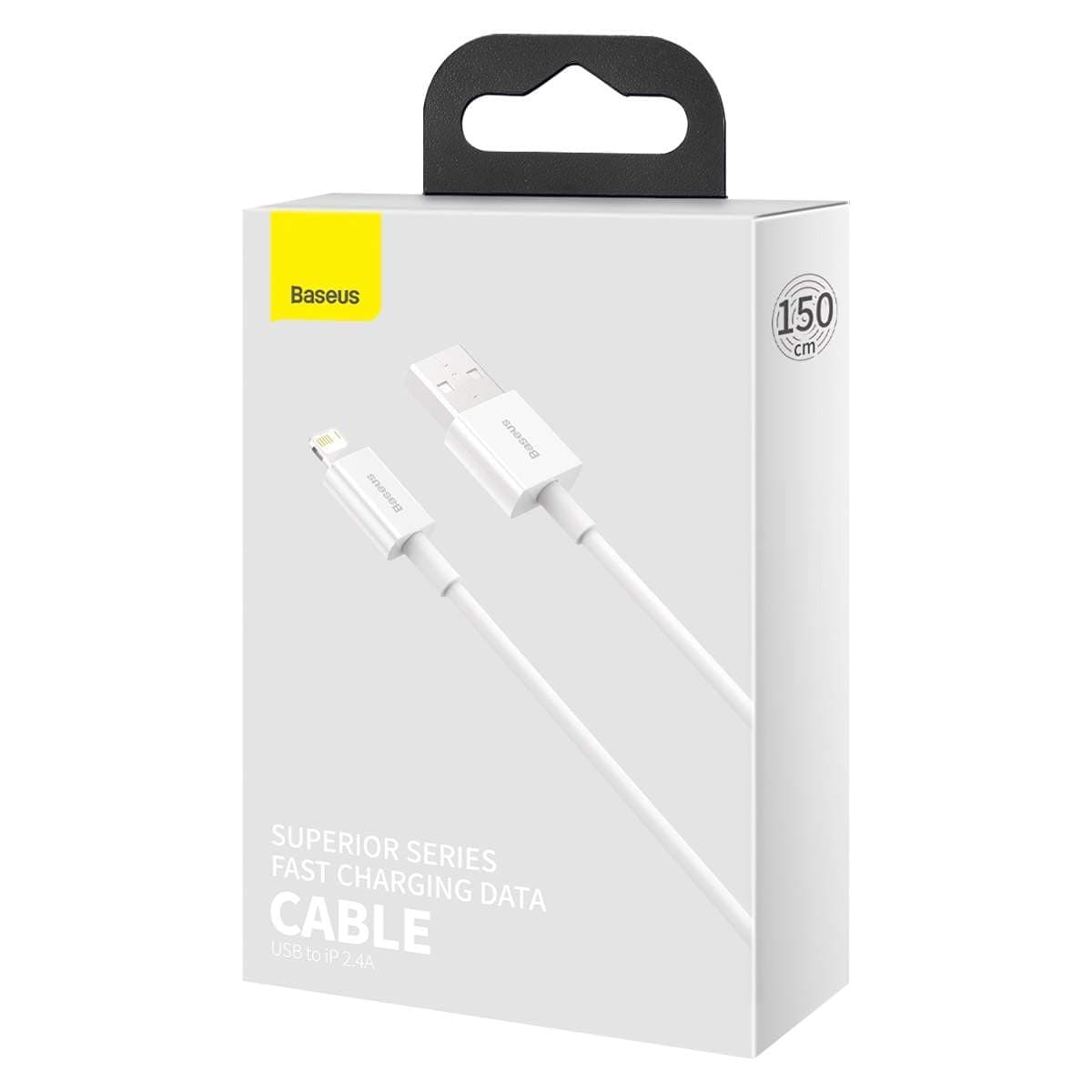 Кабел Baseus Superior Lightning USB Cable (CALYS-B02), от USB A(м) към Lightning(м), 1.5m, 12W, бял