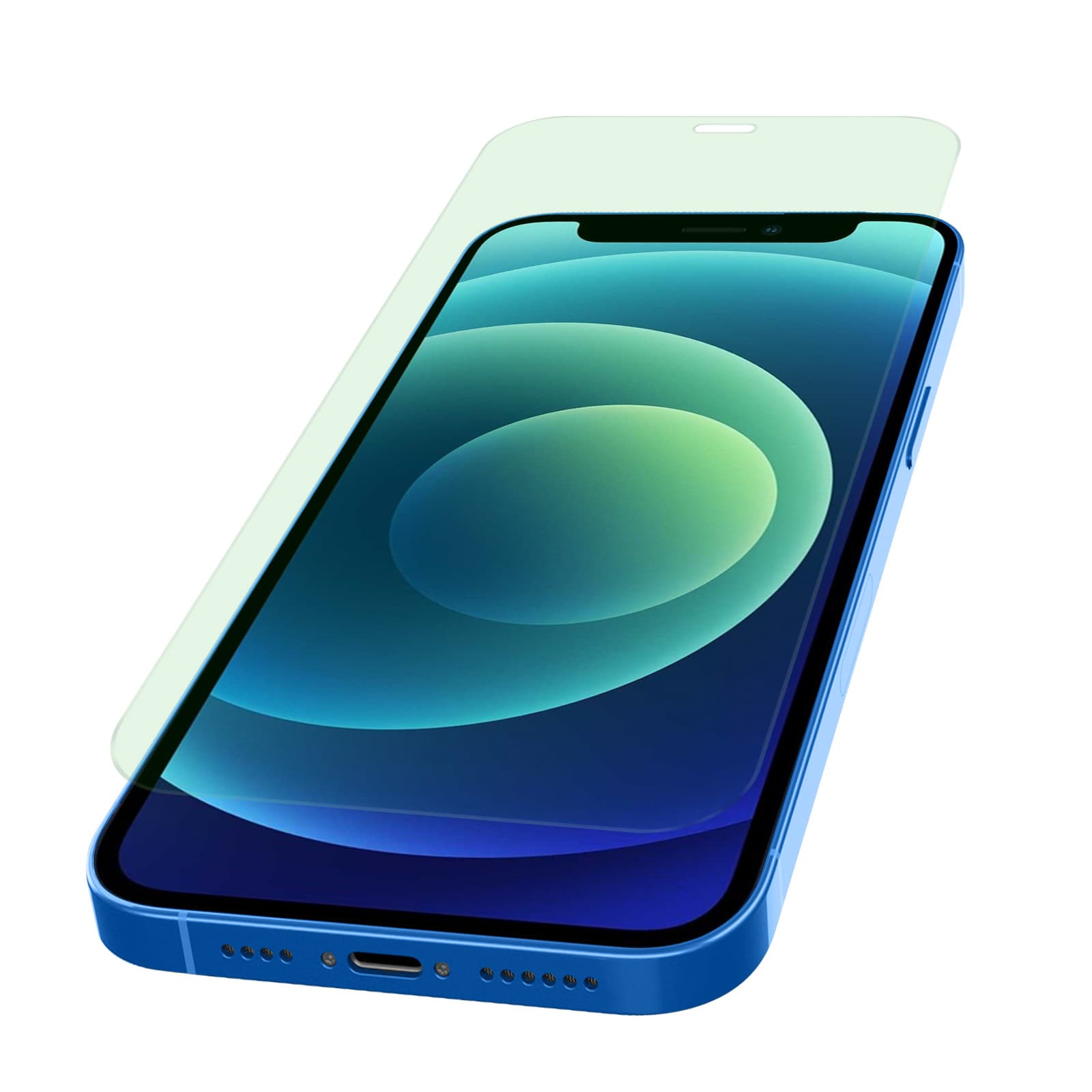 Стъклено защитно покритие за целия дисплей на iPhone 12 mini (прозрачен) - Baseus Full Coverage Green Tempered Glass Film with Anti Blue Light Filter (SGAPIPH54N-LP02) (2 броя)