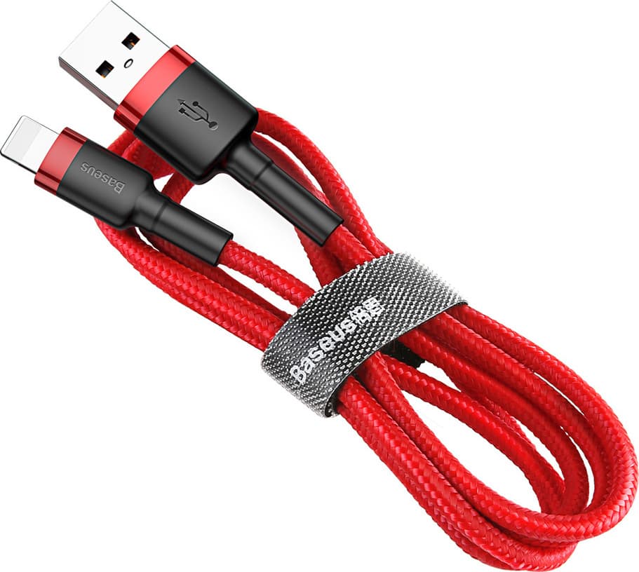 Кабел Baseus Cafule USB Lightning Cable (CALKLF-C09), от USB A(м) към Lightning(м), 2m, 7.5W, червен