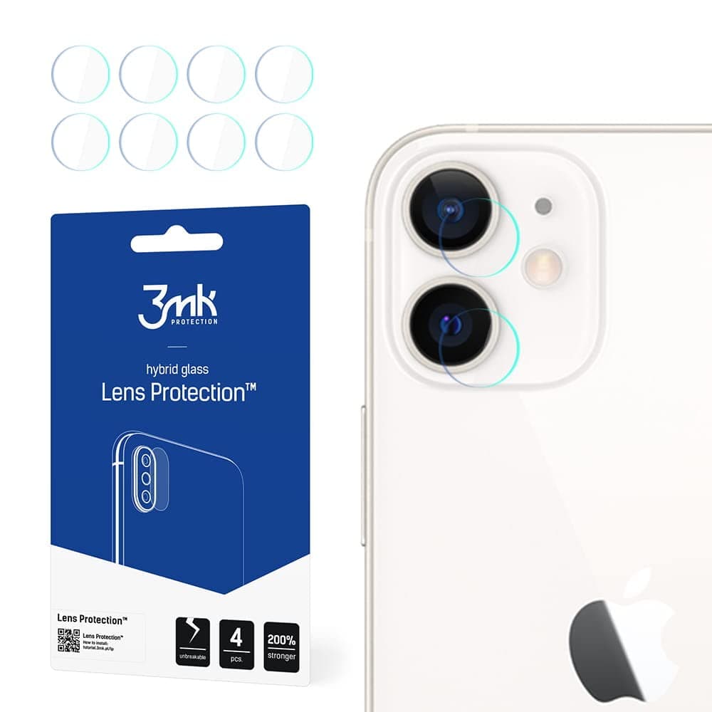 Предпазни стъклени защитни покрития за камерата на iPhone 12 - 3MK Lens Protection Hybrid Glass Set (4 комплекта)