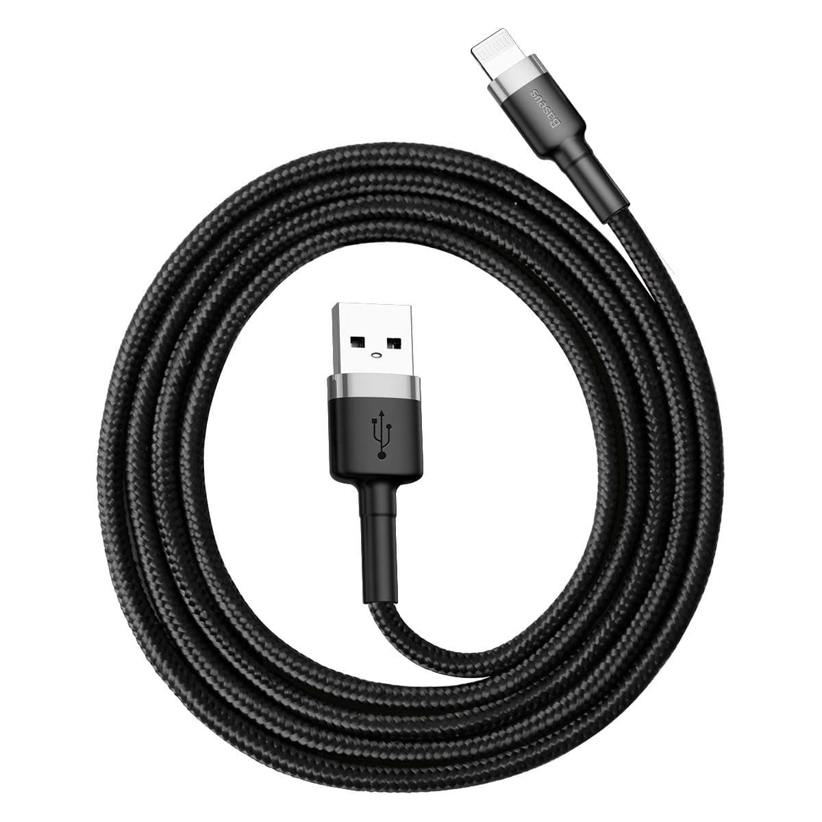 Кабел Baseus Cafule USB Lightning Cable (CALKLF-BG1), от USB A(м) към Lightning(м), 1m, 12W, черен