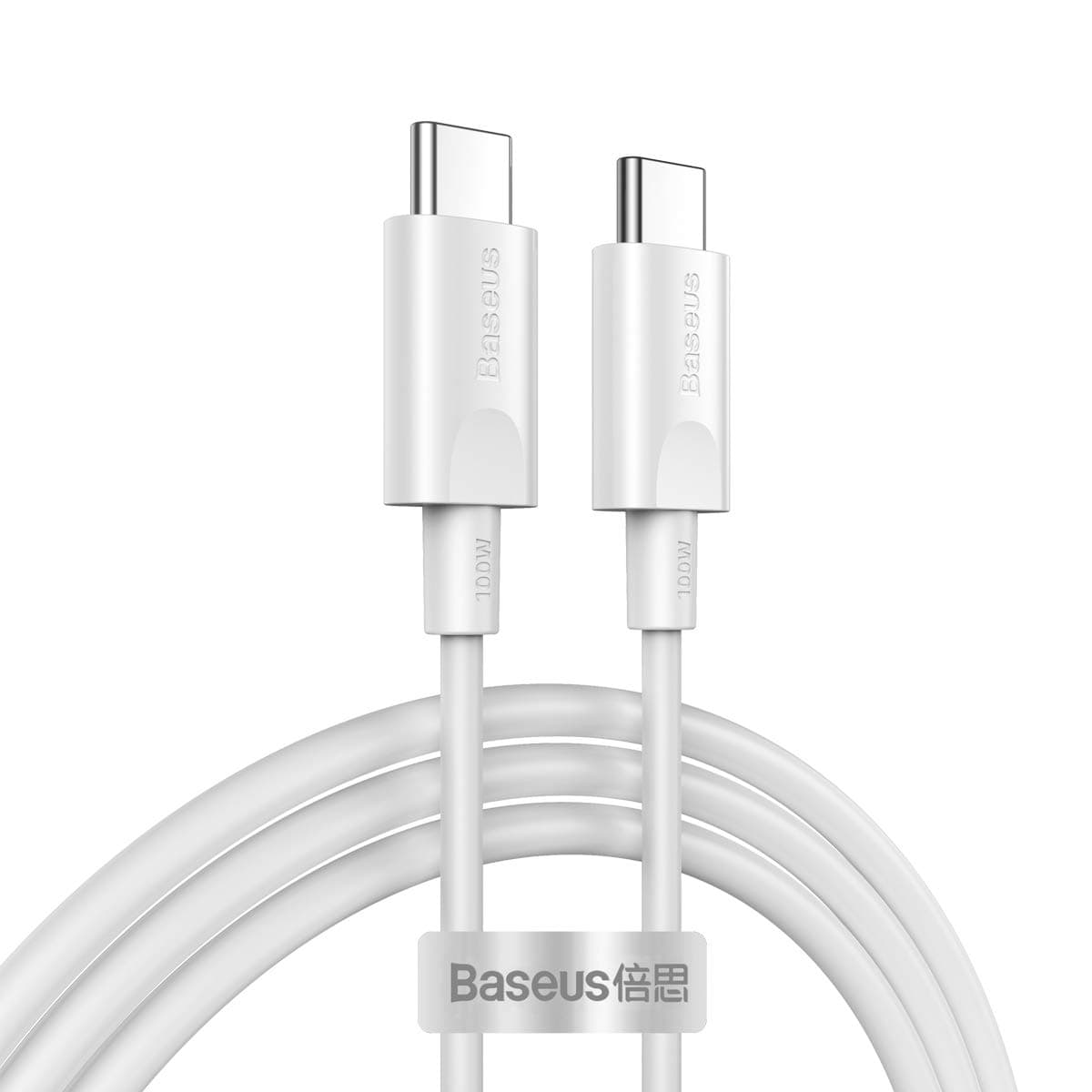 Кабел Baseus Xiaobai Series 100W USB-C Cable (CATSW-I02), от USB C(м) към USB C(м), 1.5m, 100W, бял