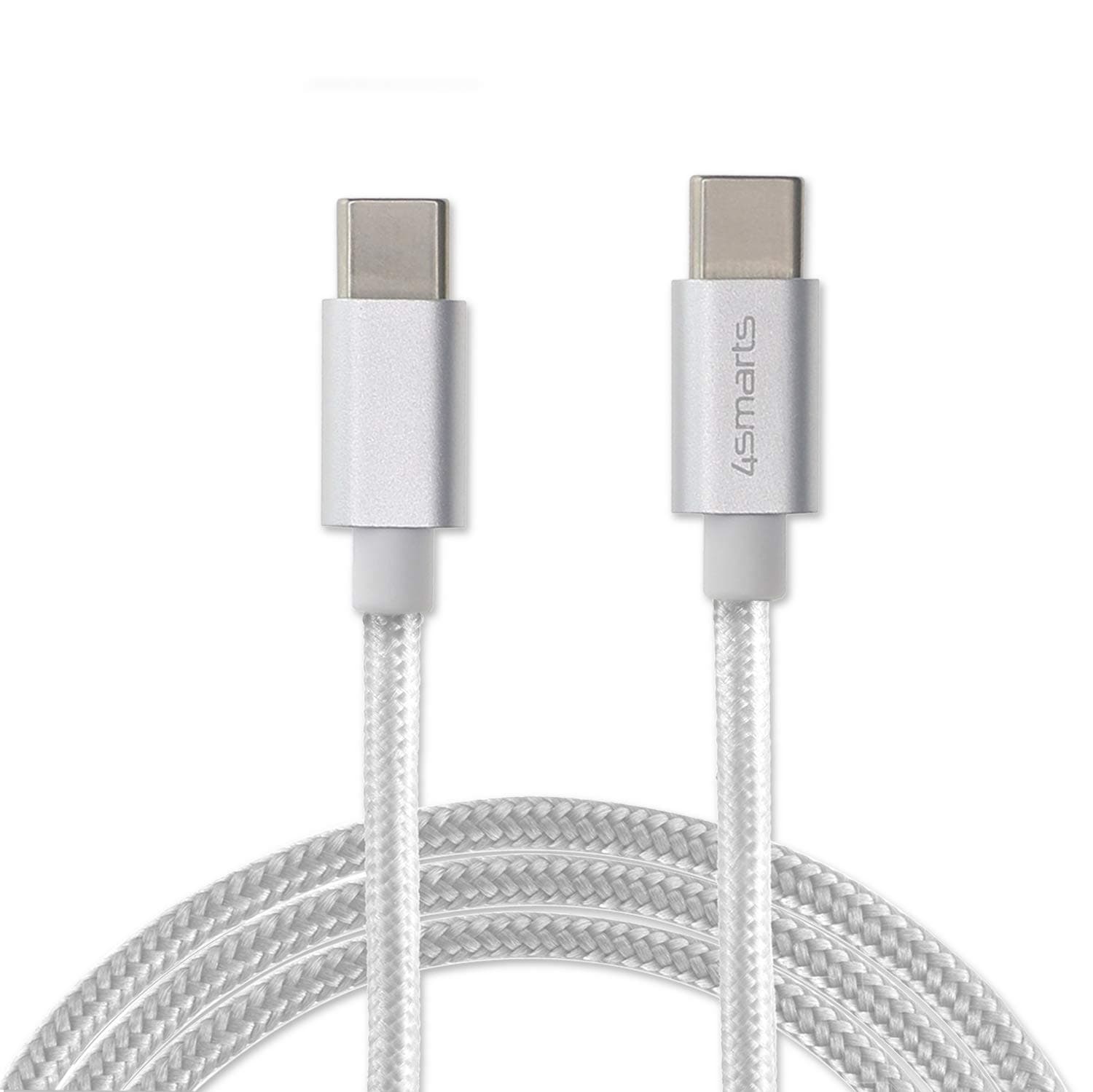 Кабел 4smarts RapidCord USB-C to USB-C Data Cable (4S468488), от USB C(м) към USB C(м), 1m, 50W, бял