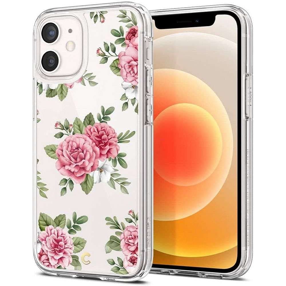 Хибриден кейс с висока степен на защита за iPhone 12 mini - Spigen Cyrill Cecile Case Pink Floral (цветни мотиви)