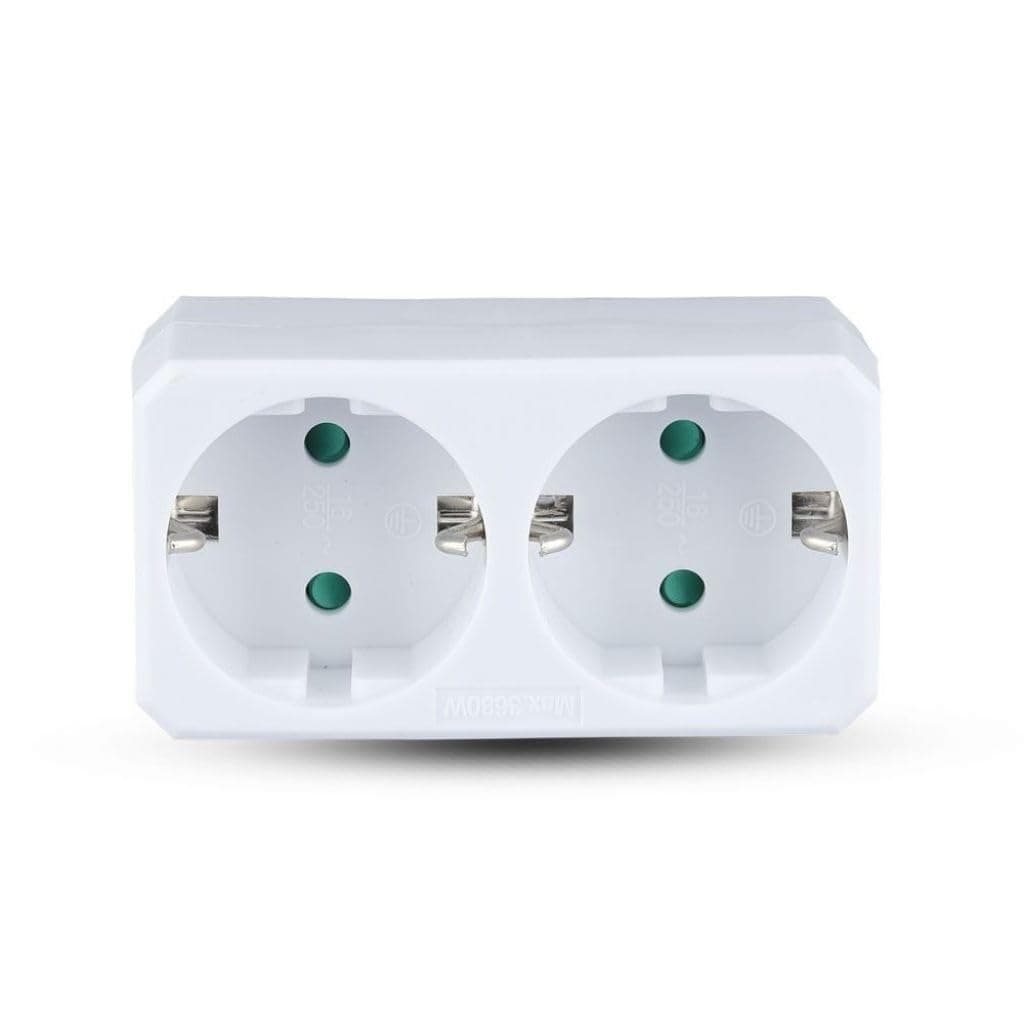 2 Ways Adapter With Earthing Contact 10/16A 250V (Label + Polybag With Headcard ) White