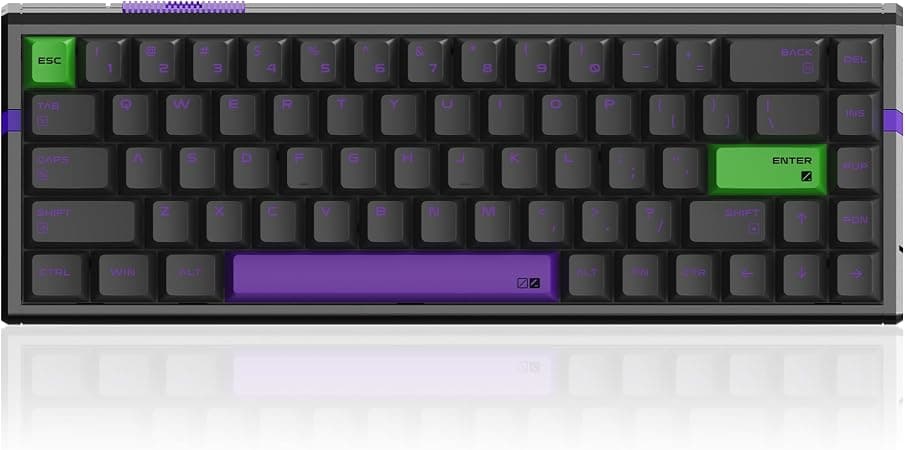 Клавиатура ATK RS6 Ultra, механична, TTC Linear Magneto суичове, гейминг, черно-лилава, RGB подсветка