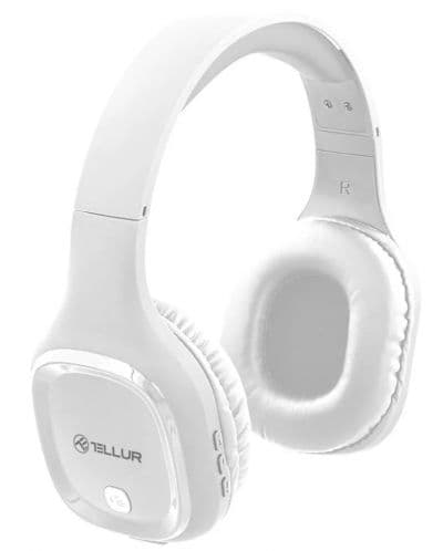 Слушалки Tellur Pulse, безжични, микрофон, Bluetooth, до 8 часа време на работа, 40mm говорители, бели