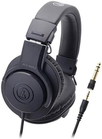 Слушалки Audio-Technica ATH-M20x, за професионален мониторинг, 40мм говорители, 15-20kHz, 96 dB, 6.3мм адаптер, черни