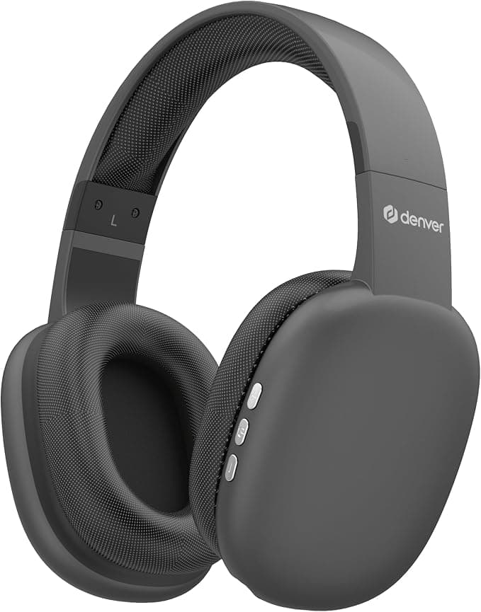 Слушалки Denver BTH-252, безжични, микрофон, Bluetooth, до 10 часа време на работа, сиви