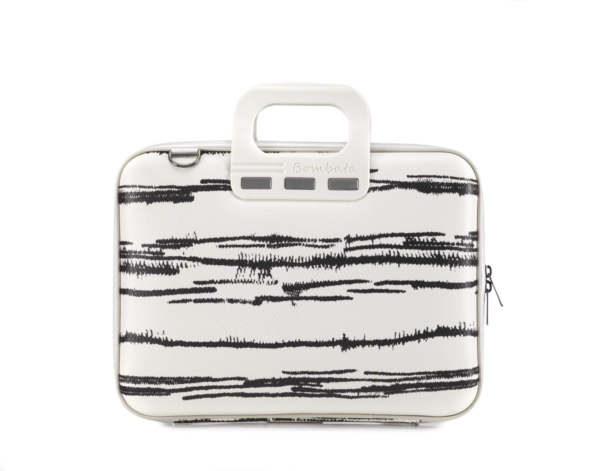 Чанта за лаптоп Bombata Mediobombata Black&White white, до 14" (35.56 cm), бяла