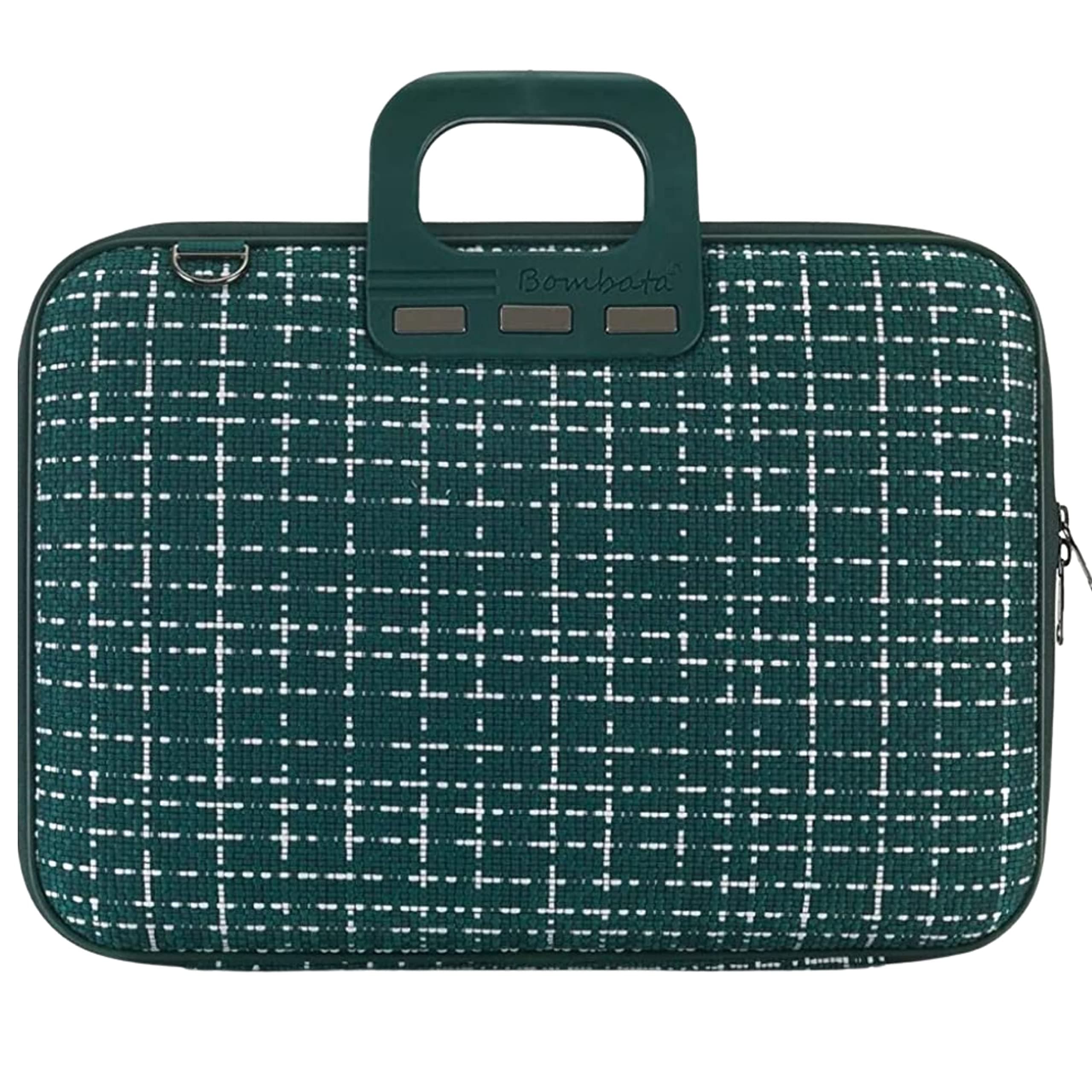 Чанта за лаптоп Bombata Tweed Green, до 16" (40.64 cm), с дръжка, зелена