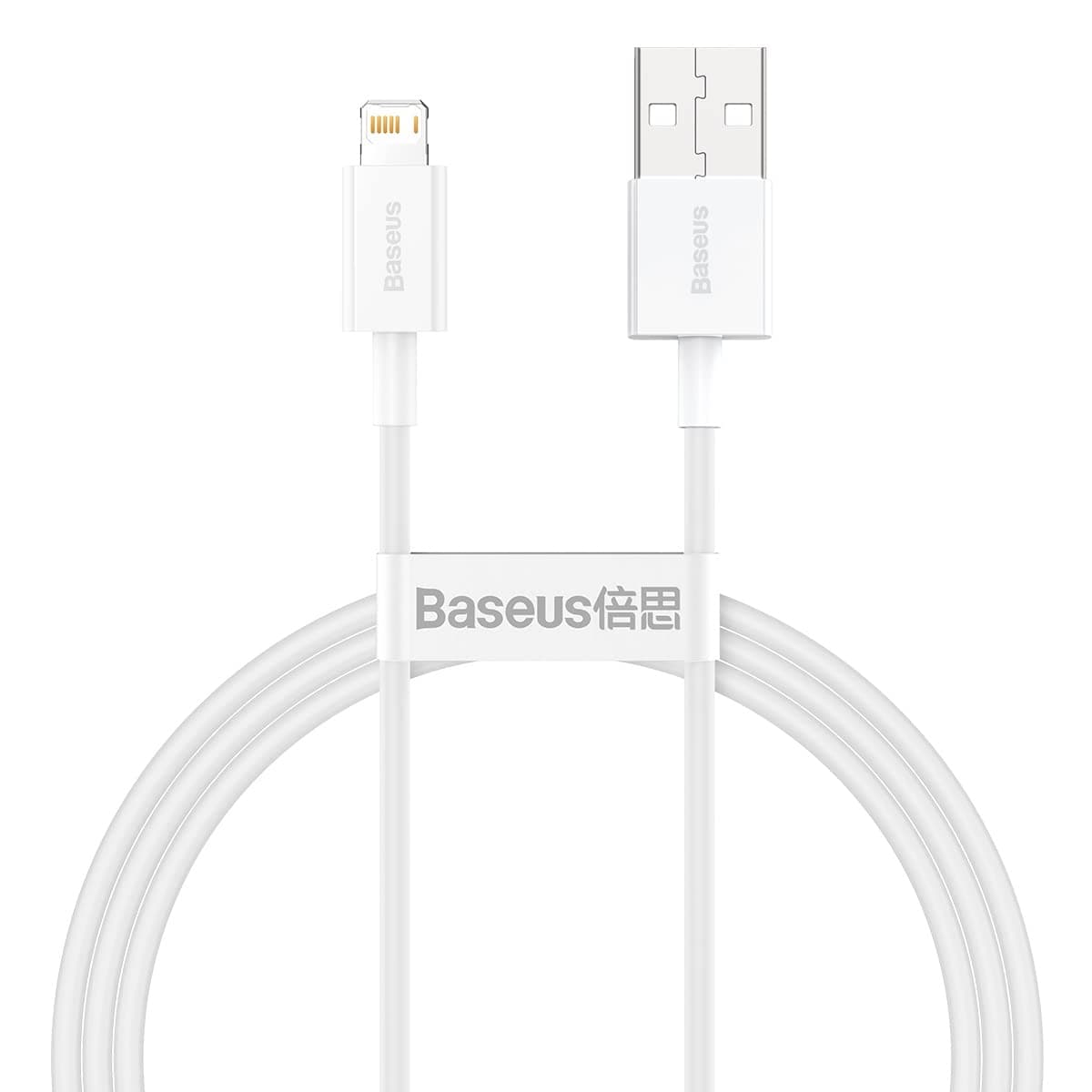 Кабел Baseus Superior Lightning White (CALYS-A02), от USB-A(м) към Lightning(м), 1m, 2.4A/12W, бял