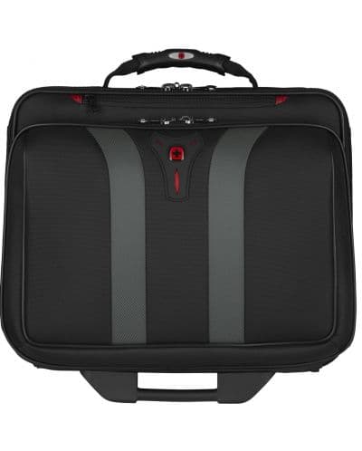 Чанта за лаптоп Wenger Granada (600659), до 17" (43.18 cm), полиестер, отделение за дрехи с притягащ колан, телескопична дръжка, колела, улесняващи придвижването, заключващи се ципове, бърз джоб за лесен достъп, черна