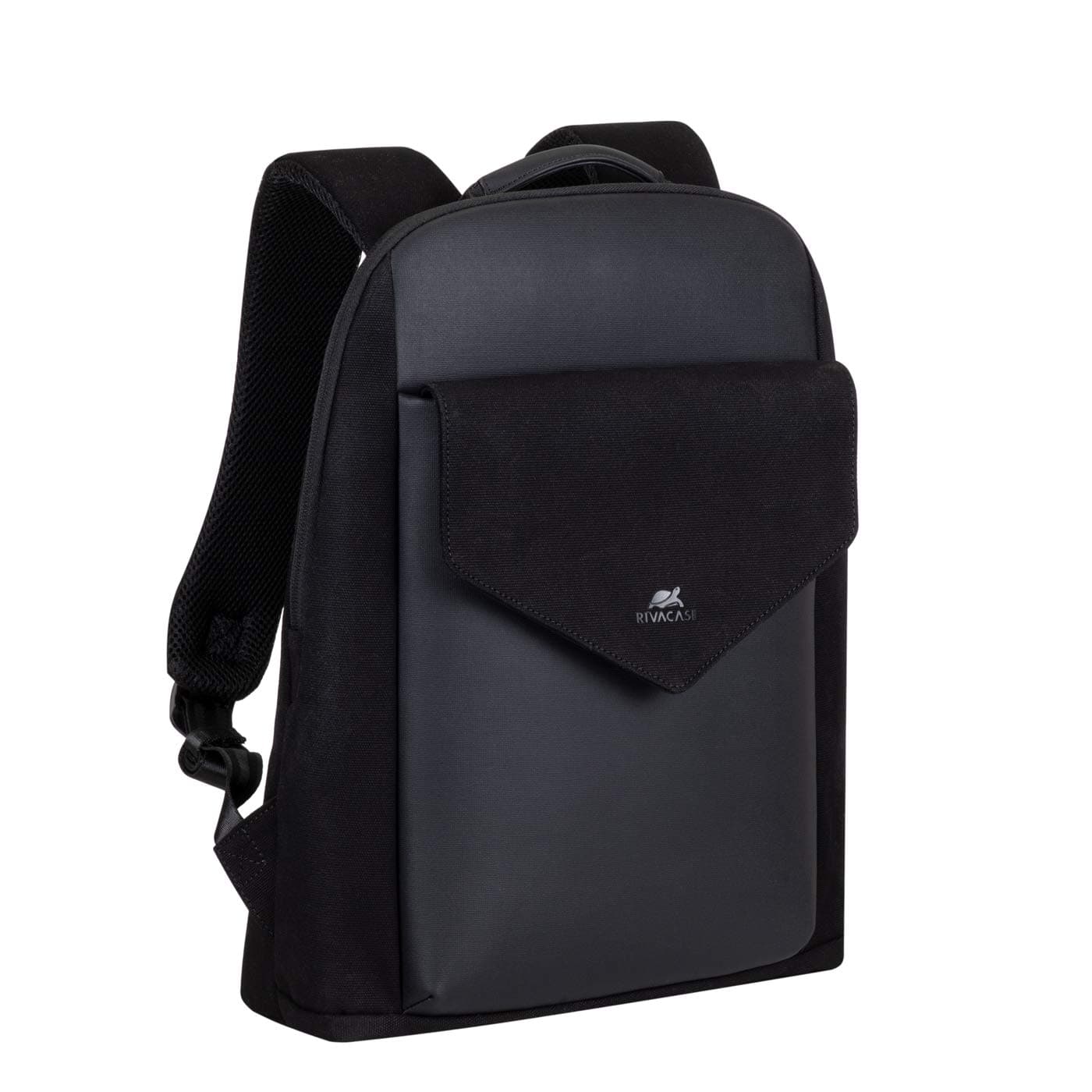 Раница за лаптоп Rivacase 8524 Black, до 14" (35.6 cm), изкуствена кожа и канава от 100% памук, отделение за таблет, черна