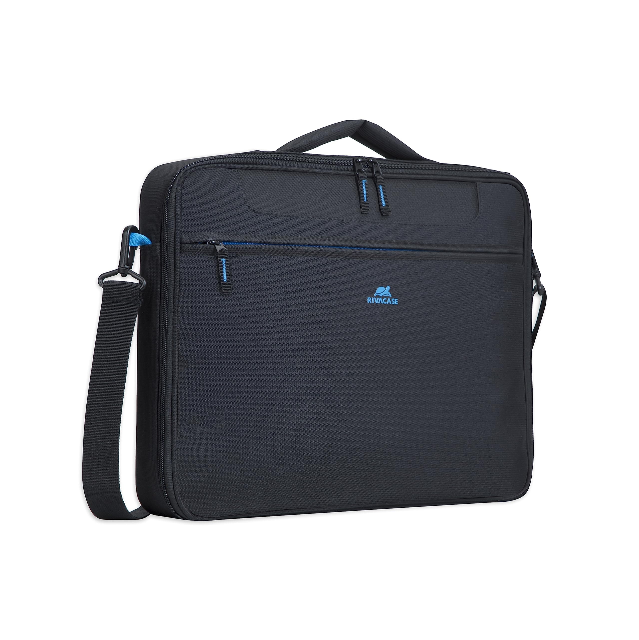 Чанта за лаптоп Rivacase 8087 Black, до 16" (40.64cm), полиестер, допълнителна усилваща рамка, преден джоб с цип, регулируема каишка, черна