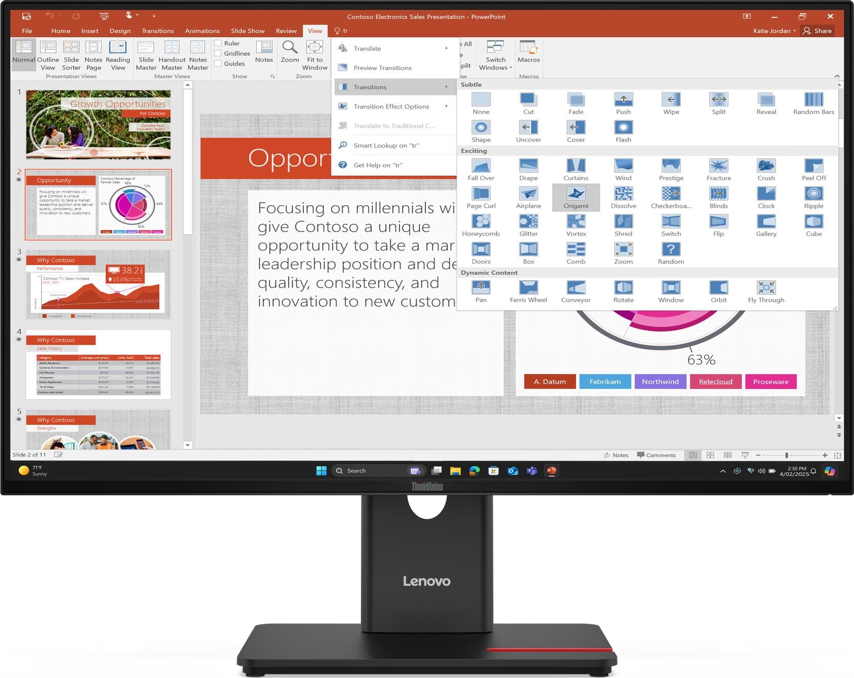 Lenovo ThinkVision T27-40 27" IPS, WLED, 1920x1080, 4ms, 48Hz - 120Hz, 300 cd/m2, 1500:1, HDMI, DP, VGA, USB hub, Tilt, Swivel, Pivot, Height Adjust Stand