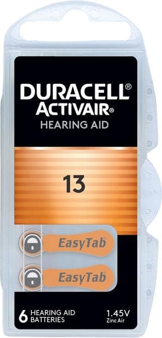 Батерия цинково въздушна DURACELL ZA13 6 бр. бутонни за слухов апарат в блистер