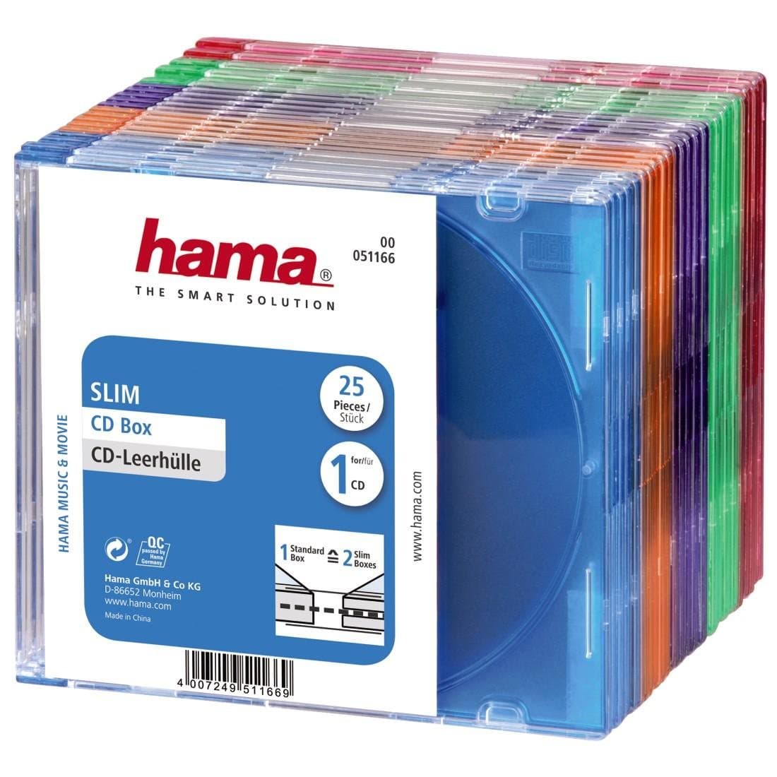 Slim CD кутийки за дискове Hama, опаковка от 25 бр, 51166