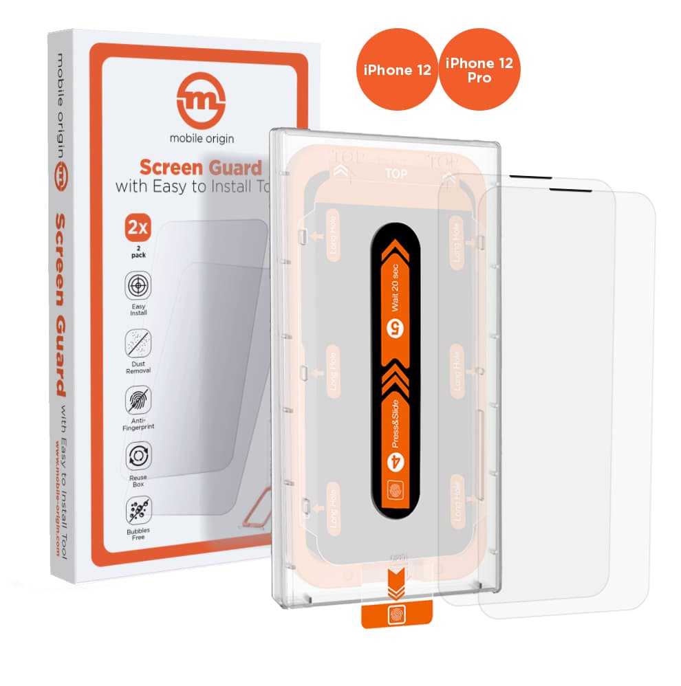 2 броя калени стъклени защитни покрития за дисплея на iPhone 12 Pro, iPhone 12 - Mobile Origin Screen Guard Tempered Glass Set (прозрачен)