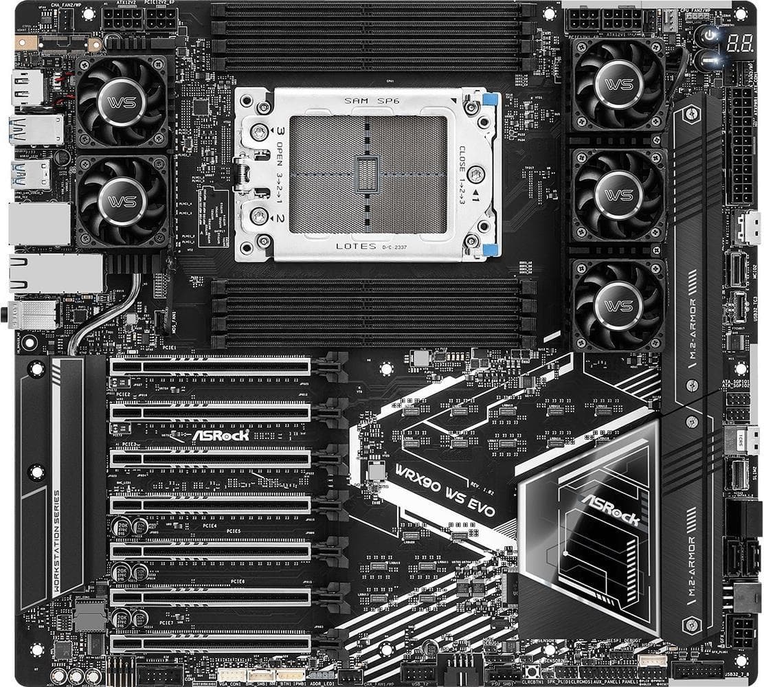 Дънна платка ASROCK WRX90 WS EVO, Socket sTR5, ATX, 8xDDR5