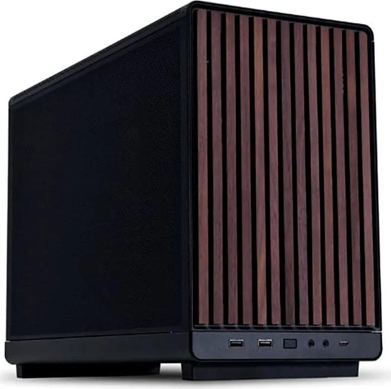 Кутия Lian Li DAN A3-mATX Wood Edition Black, Tempered Glass, Micro Tower