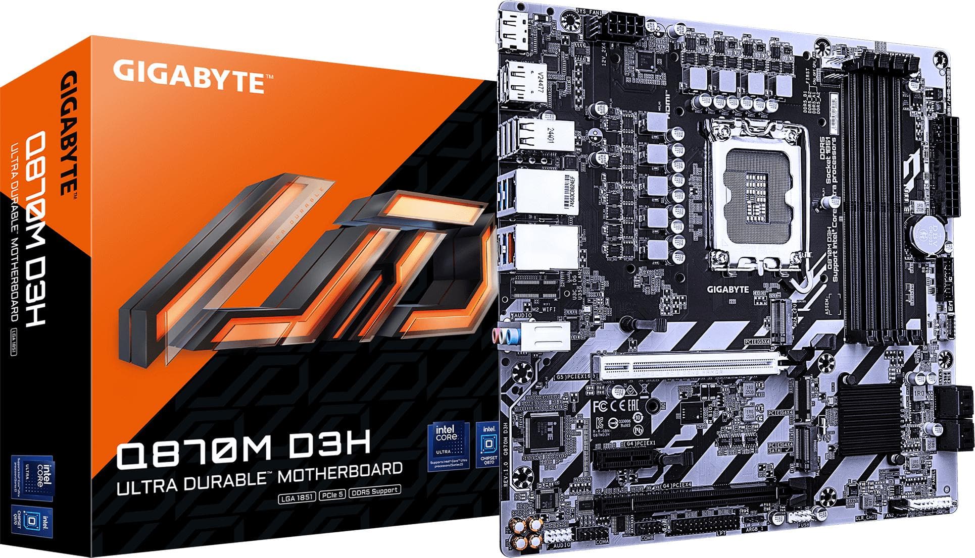 Дънна платка GIGABYTE Q870M D3H, LGA 1851