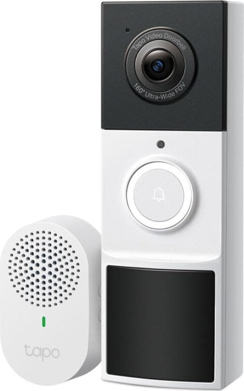 TP LINK нтелигентен видео звънец за врата Tapo D210, 2K QHD (2560×1440),160° зрителен ъгъл, microSD до 512 GB, 2.4Ghz, AI-разпознаване