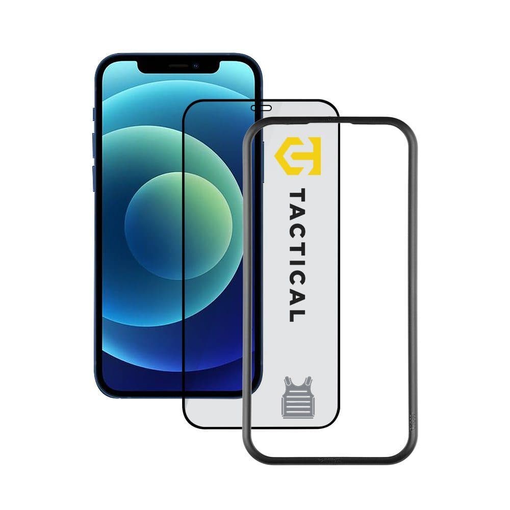 Калено стъклено защитно покритие за дисплея на iPhone 12 Pro, iPhone 12 - Tactical Impact Armour 5D Glass (прозрачен-черен)