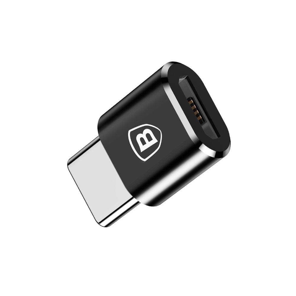 Преходник Baseus microUSB Female To USB-C Male (CAMOTG-01), от USB-C(м) към USB Micro B(ж), черен