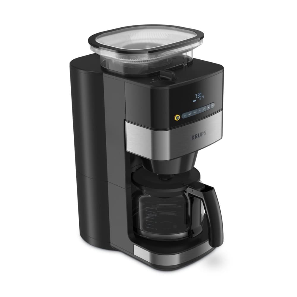 Krups KM832810 Grind & Brew, metalic grinder, 3 grinding settings, digital display, timer, 1.25L