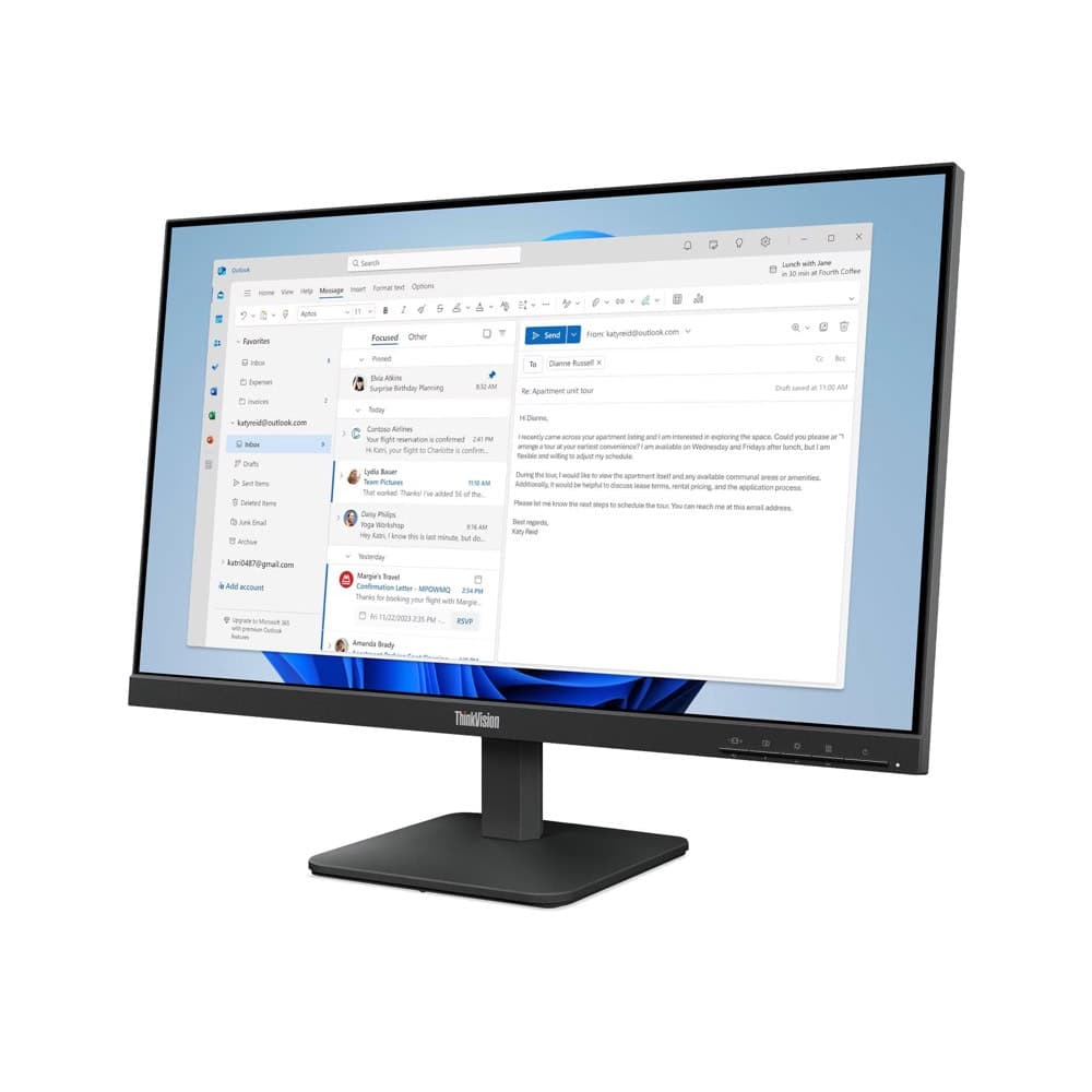 Lenovo ThinkVision S24-4e 23.8" IPS WLED, 1920x1080, 16:9, 4ms, 100Hz, 250 cd/m2, 1300:1, HDMI, VGA, Tilt