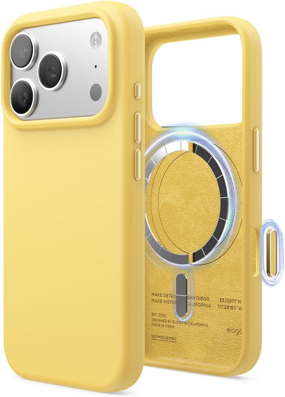 Силиконов (TPU) калъф с MagSafe за iPhone 17 Pro - Elago Magnetic Soft Silicone Case (жълт)