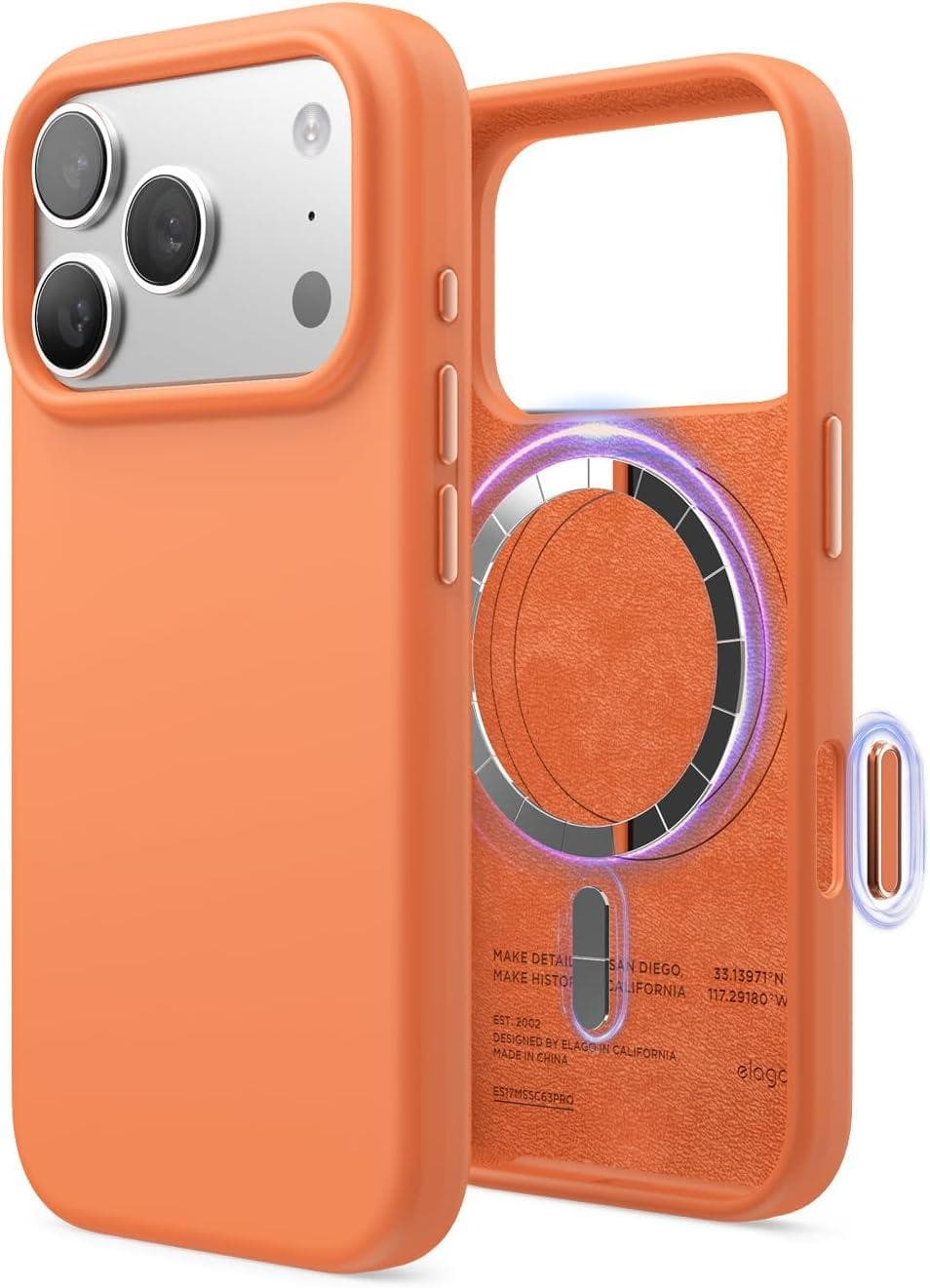 Силиконов (TPU) калъф с MagSafe за iPhone 17 Pro - Elago Magnetic Soft Silicone Case (оранжев)