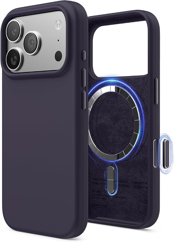 Силиконов (TPU) калъф с MagSafe за iPhone 17 Pro - Elago Magnetic Soft Silicone Case (тъмнолилав)