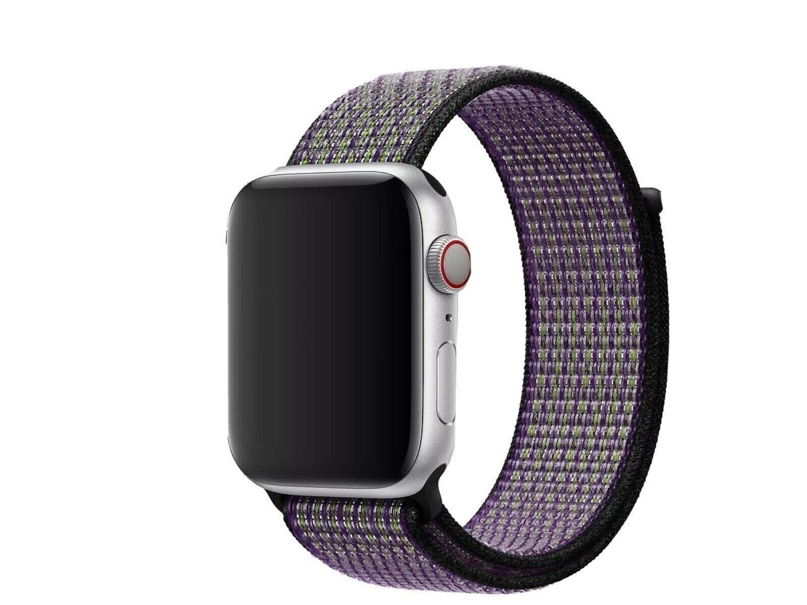 Оригинална текстилна каишка за Apple Watch 42мм, 44мм, 45мм, 46мм, Ultra 49мм - Apple Watch Nike Band Sport Loop (лилав-сив)