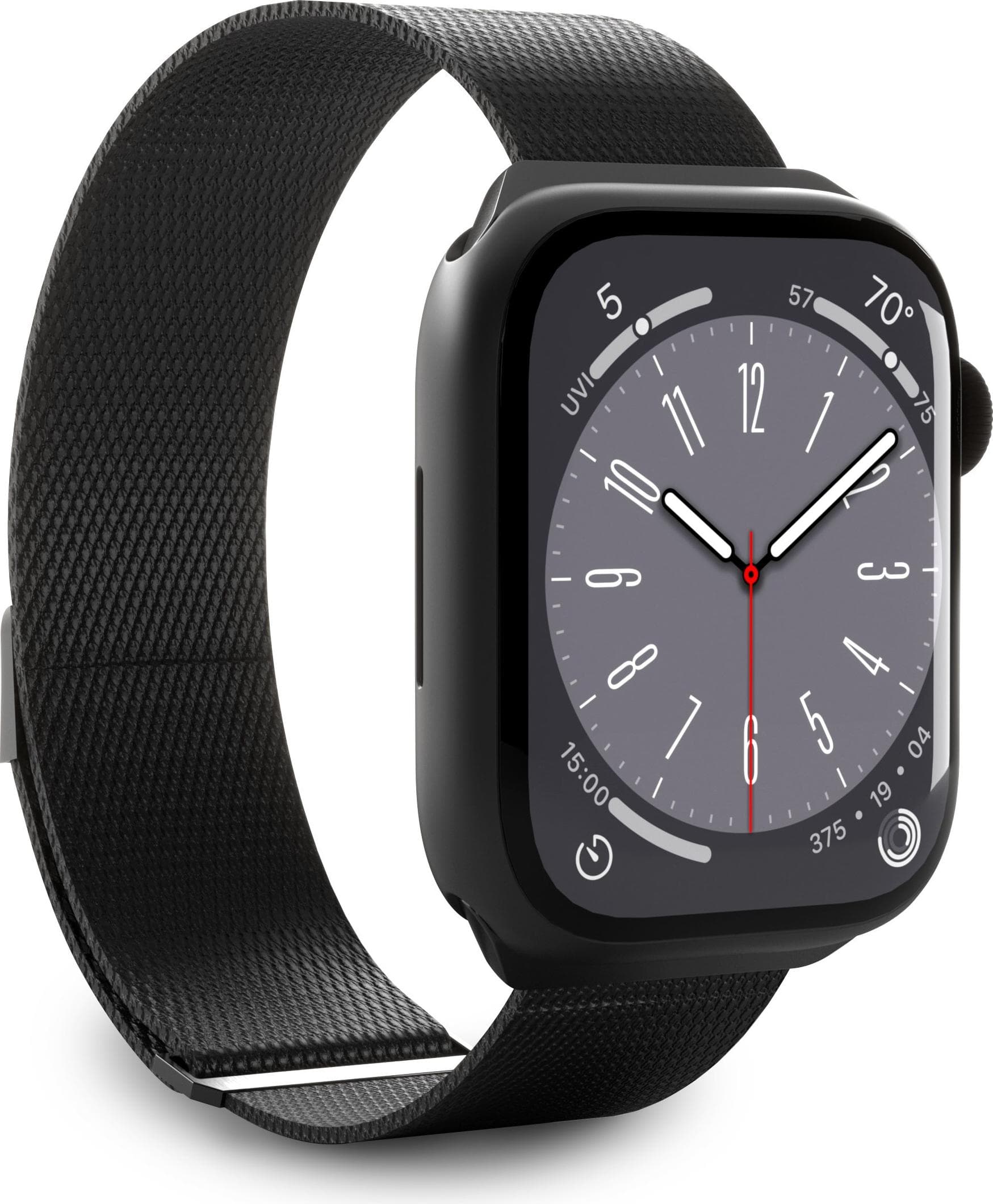 Стоманена, неръждаема каишка за Apple Watch 42мм, 44мм, 45мм, 46мм, Ultra, Ultra 2 49мм - Puro Milanese Magnetic Stainless Steel Band (черен)