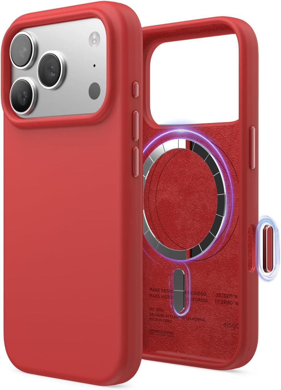 Силиконов (TPU) калъф с MagSafe за iPhone 17 Pro - Elago Magnetic Soft Silicone Case (червен)
