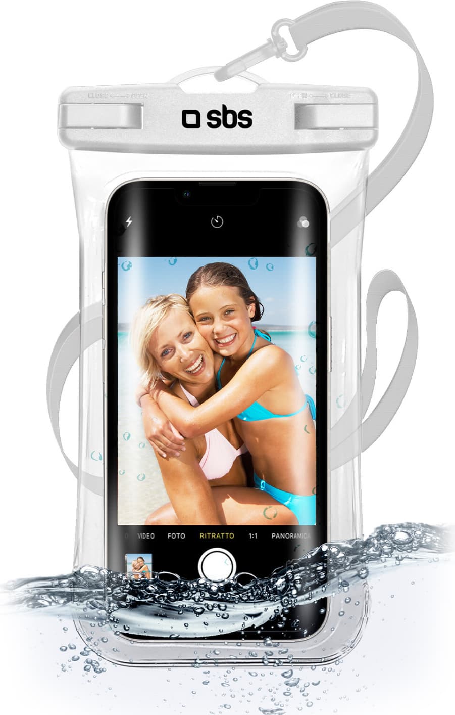 Универсален водоустойчив калъф за смартфони до 6.8 инча - SBS Waterproof Universal Case IPX8 (бял)