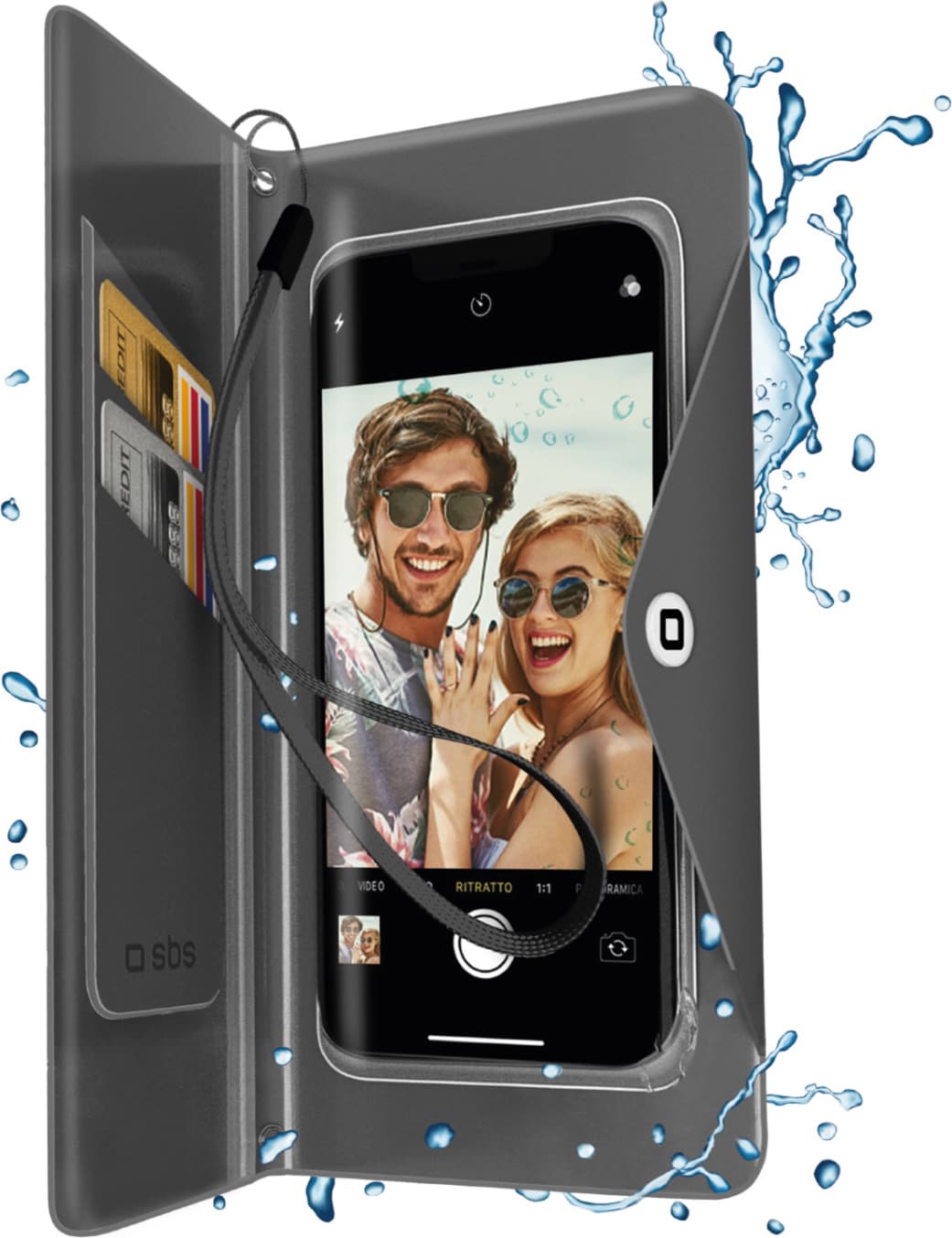 Универсален водоустойчив калъф за смартфони до 6.8 инча - SBS Waterproof Universal Wallet Case IPX8 (черен)