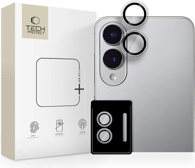 Предпазно стъклено защитно покритие за камерата на Samsung Galaxy S25 Edge - Tech-Protect Camring Fit Plus Glass (прозрачен)